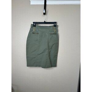 Worthington Women's Green Skirt Size 6 mini skirt knee length pull‎ on buckles